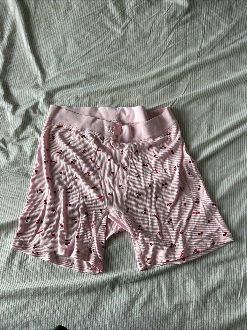 SKIMS Pink Cherry Blossom Ribbed Boxer Shorts